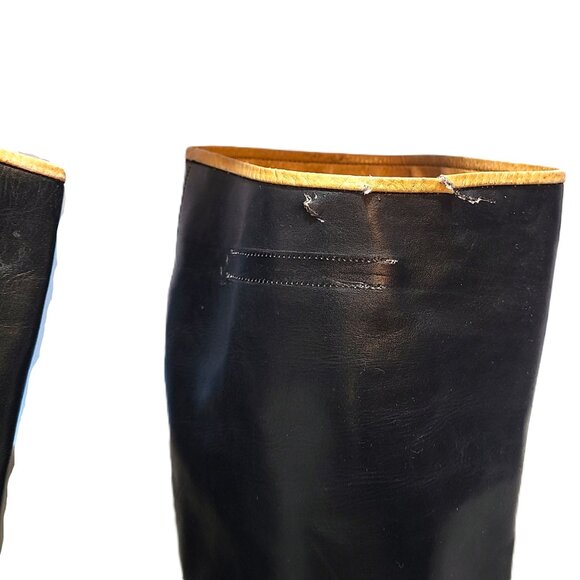 Vintage Ottorino Bossi sz 5 Knee High Riding Black Boots 35.5 Heels Pumps - Picture 10 of 14